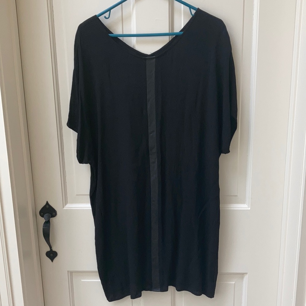 Madewell Leather-Trim Easy Dress/Tunic - M - Black